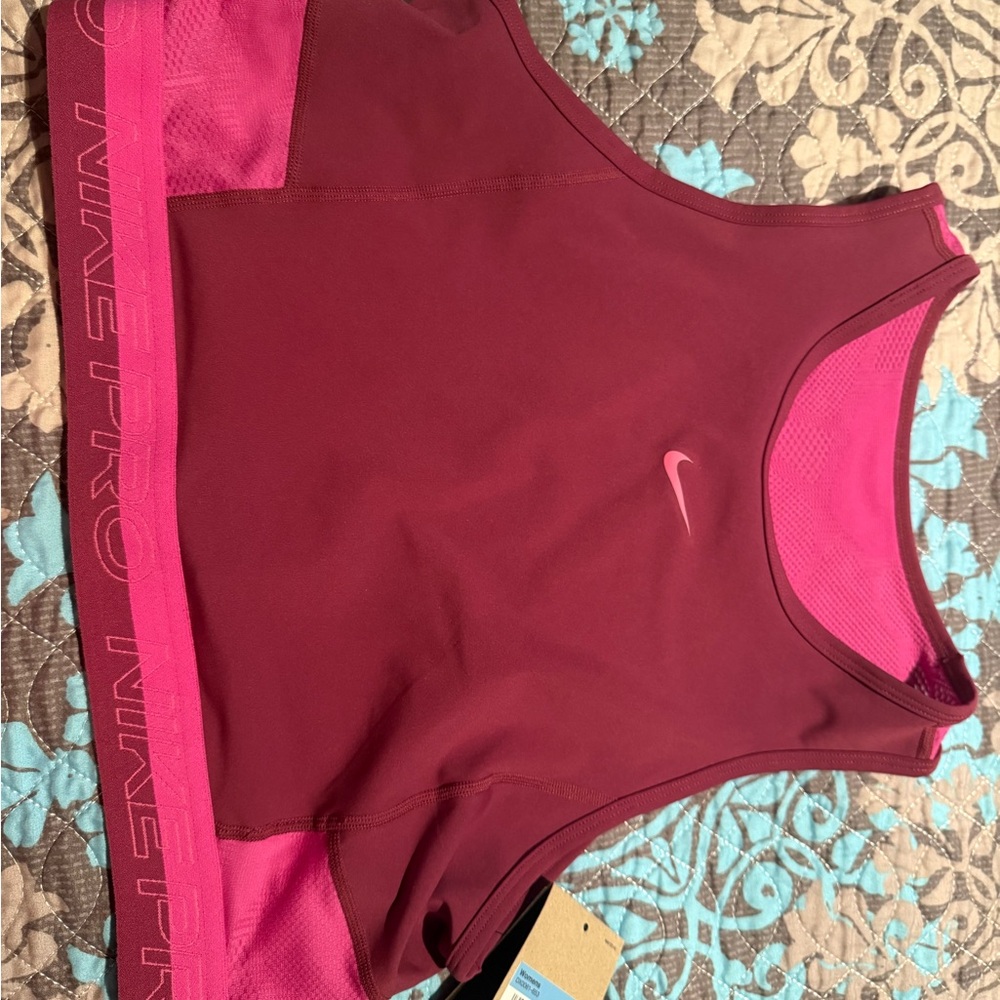 Nike Pro Burgundy and Pink Sports Bra
